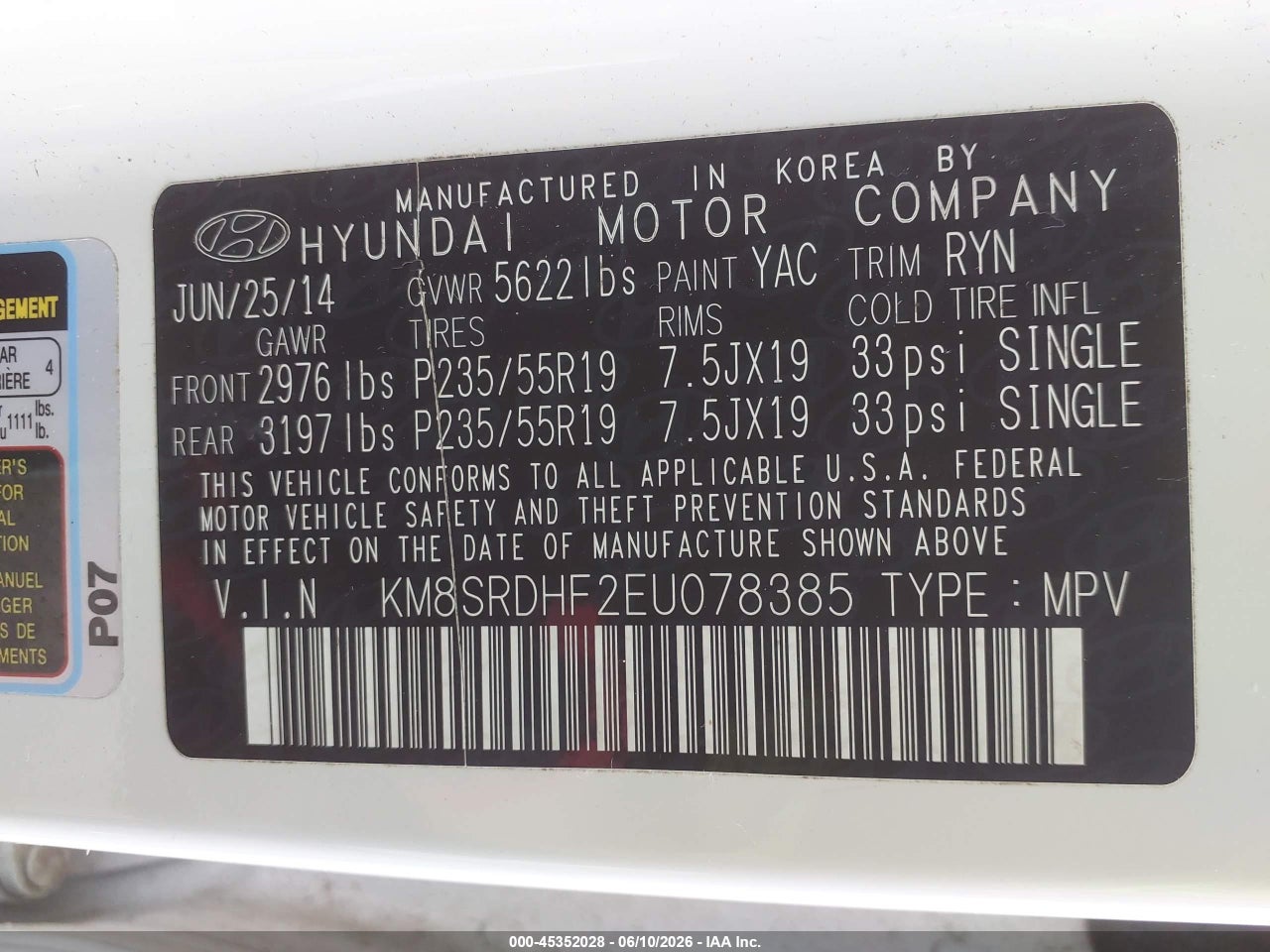 2014 HYUNDAI SANTA FE LIMITED thumbnail 10
