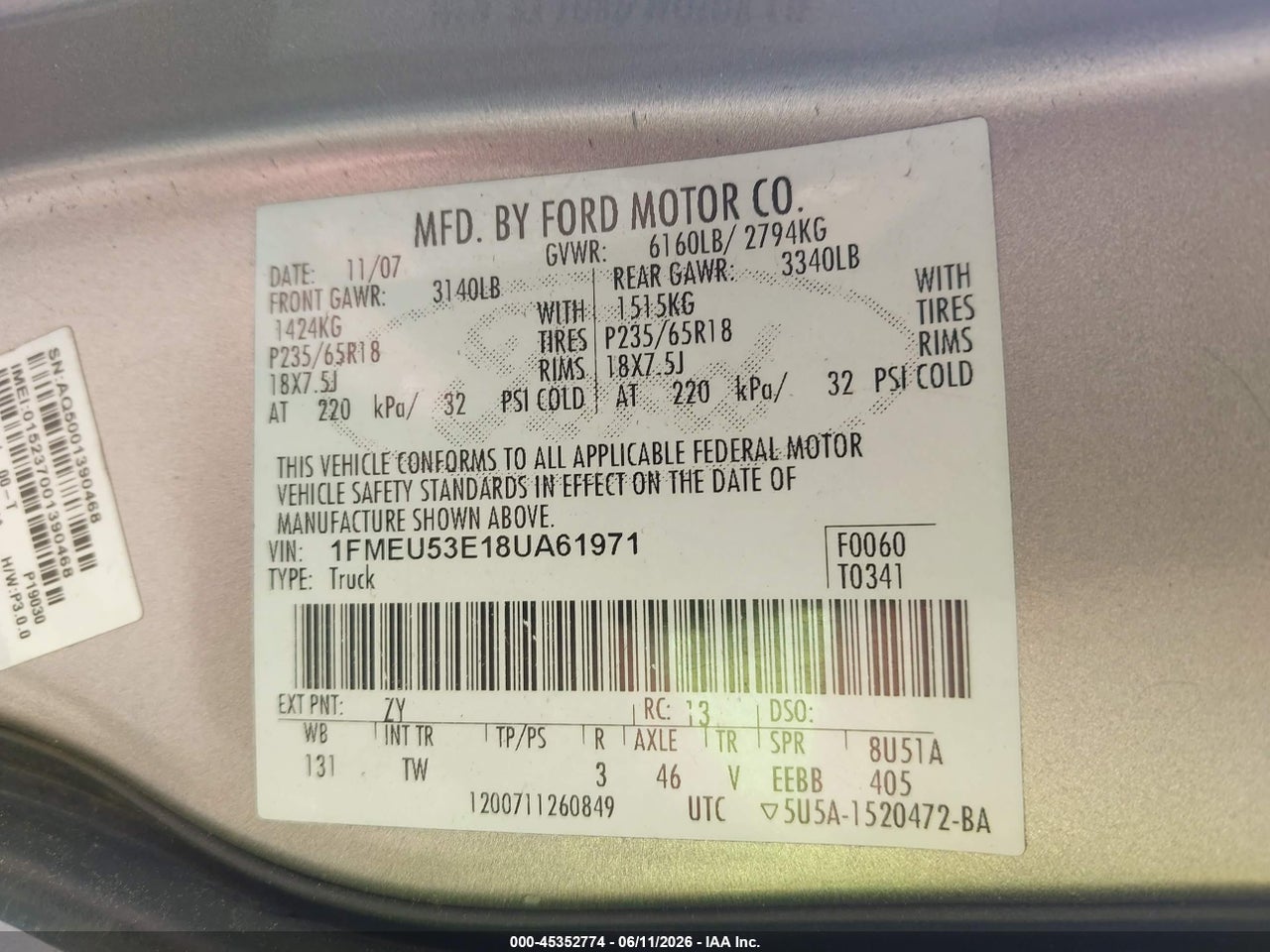 2008 FORD EXPLORER SPORT TRAC LIMITED thumbnail 10