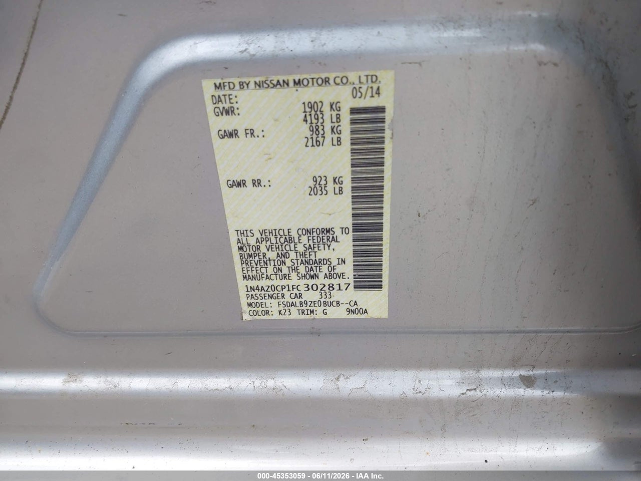 2015 NISSAN LEAF S thumbnail 10