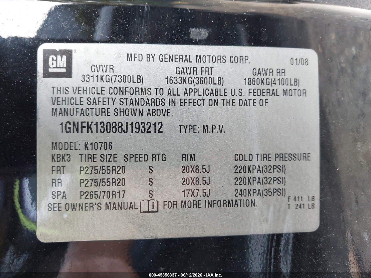 2008 CHEVROLET TAHOE LT thumbnail 10