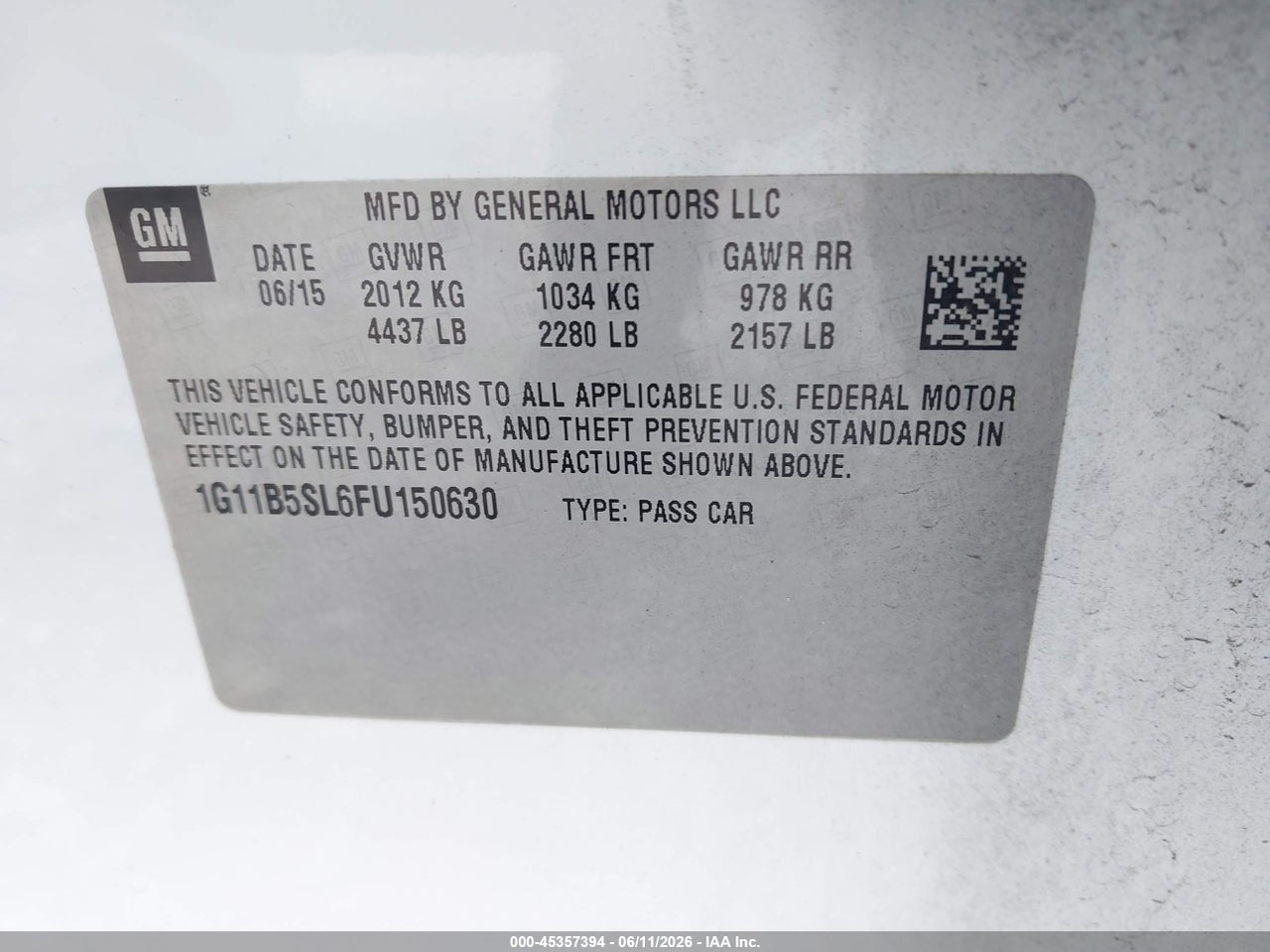2015 CHEVROLET MALIBU LS thumbnail 10