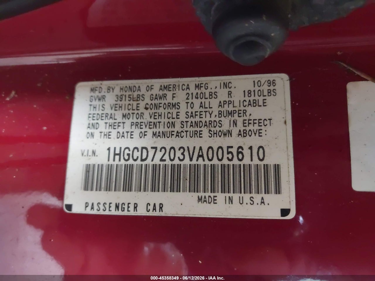 1997 HONDA ACCORD SE thumbnail 10
