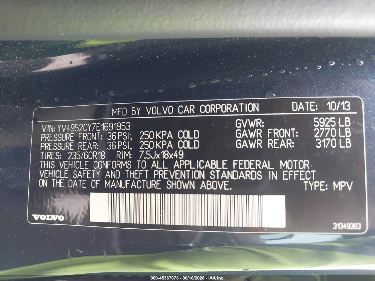 2014 VOLVO XC90 3.2/3.2 PLATINUM/3.2 PREMIER PLUS thumbnail 10