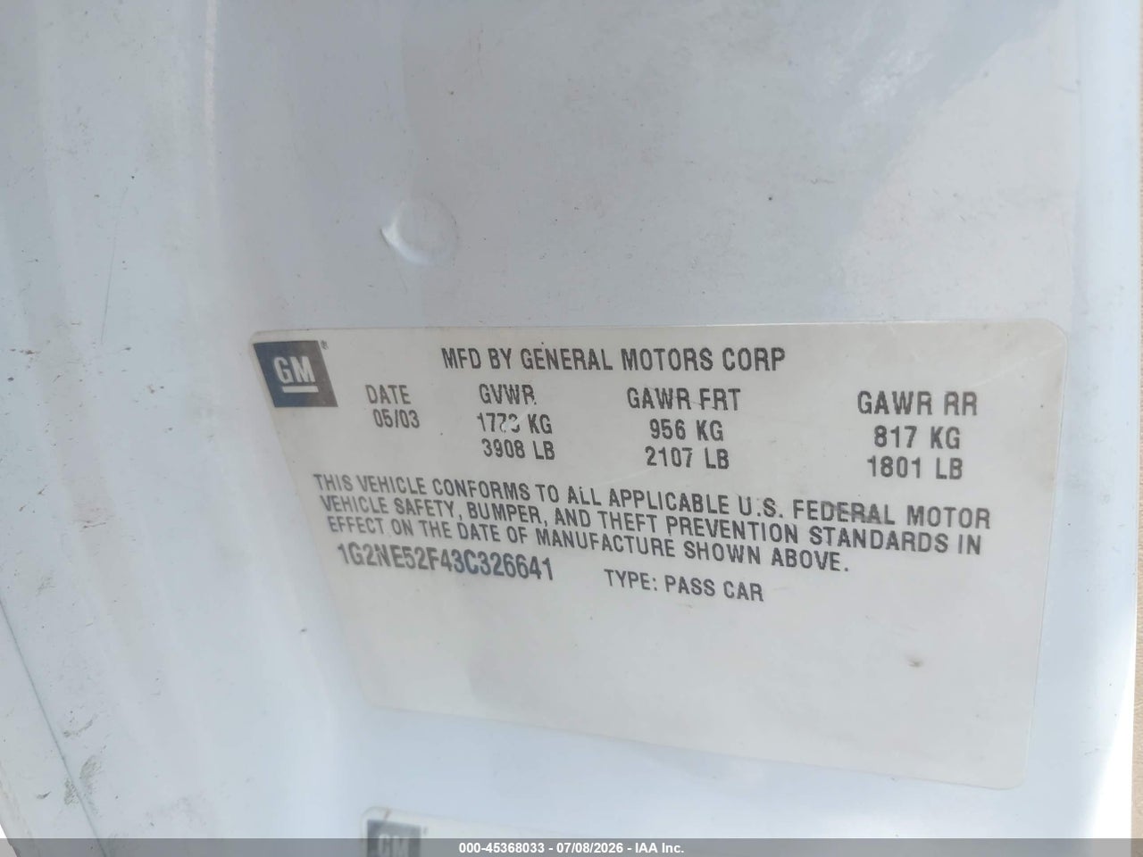 2003 PONTIAC GRAND AM SE thumbnail 10