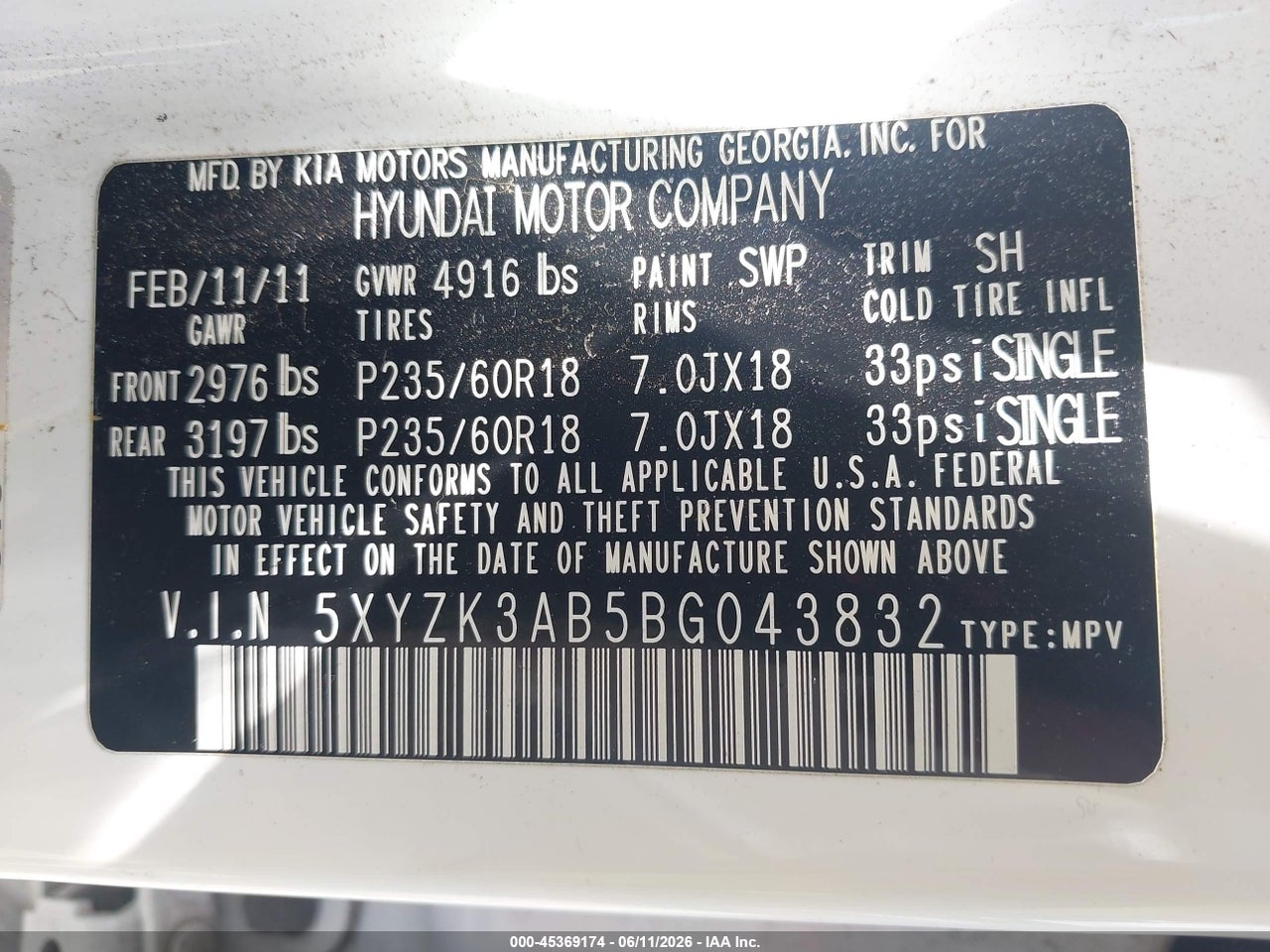 2011 HYUNDAI SANTA FE LIMITED thumbnail 10