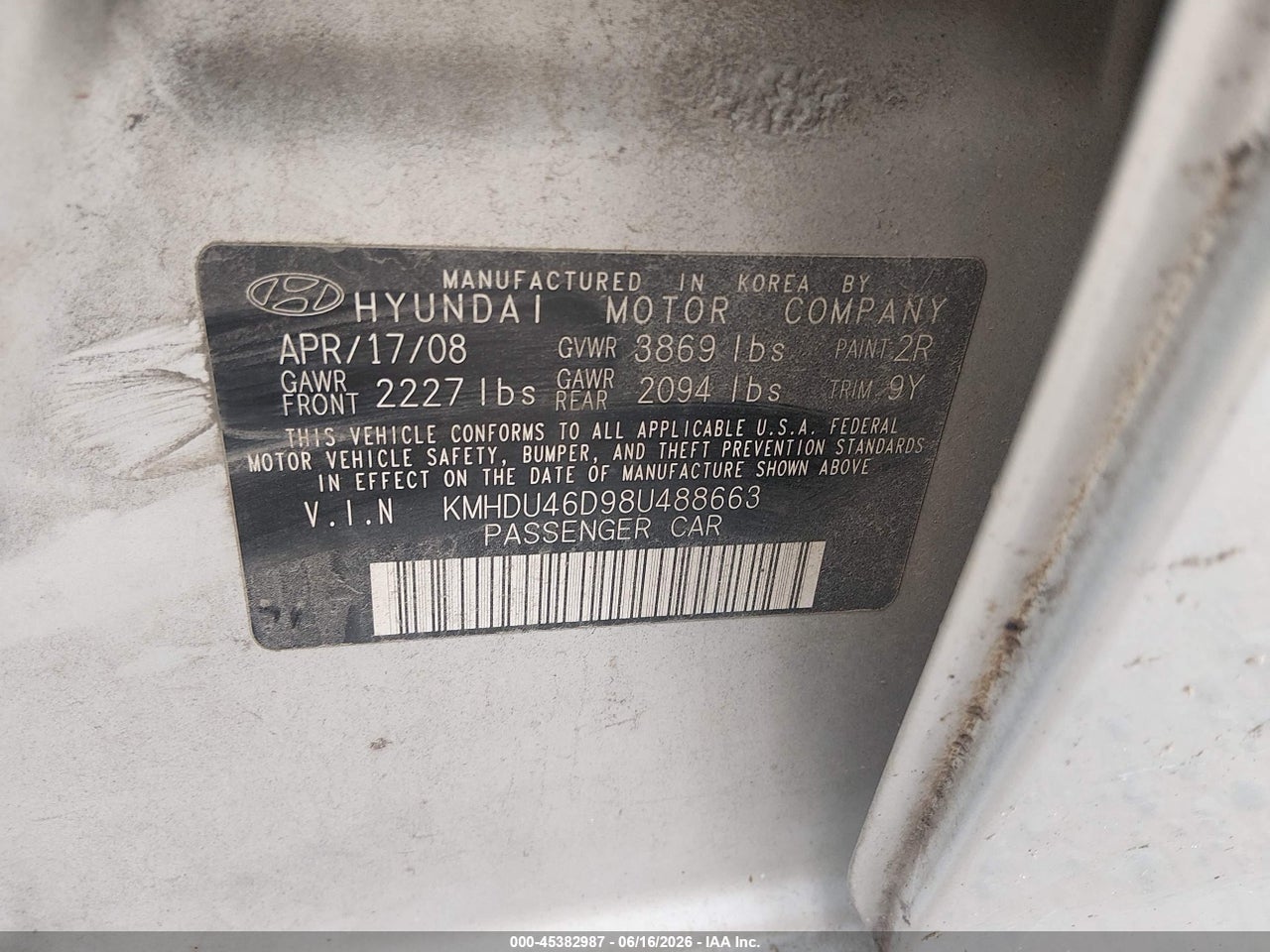 2008 HYUNDAI ELANTRA GLS/SE thumbnail 10