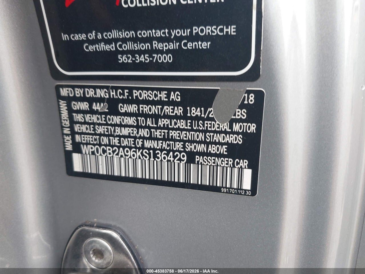 2019 PORSCHE 911 CARRERA 4 GTS/CARRERA 4S/CARRERA GTS/CARRERA S thumbnail 10