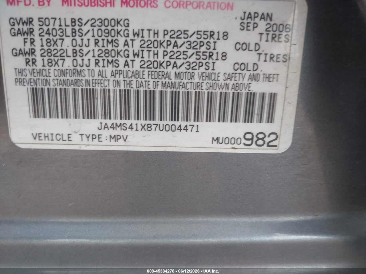 2007 MITSUBISHI OUTLANDER XLS thumbnail 10