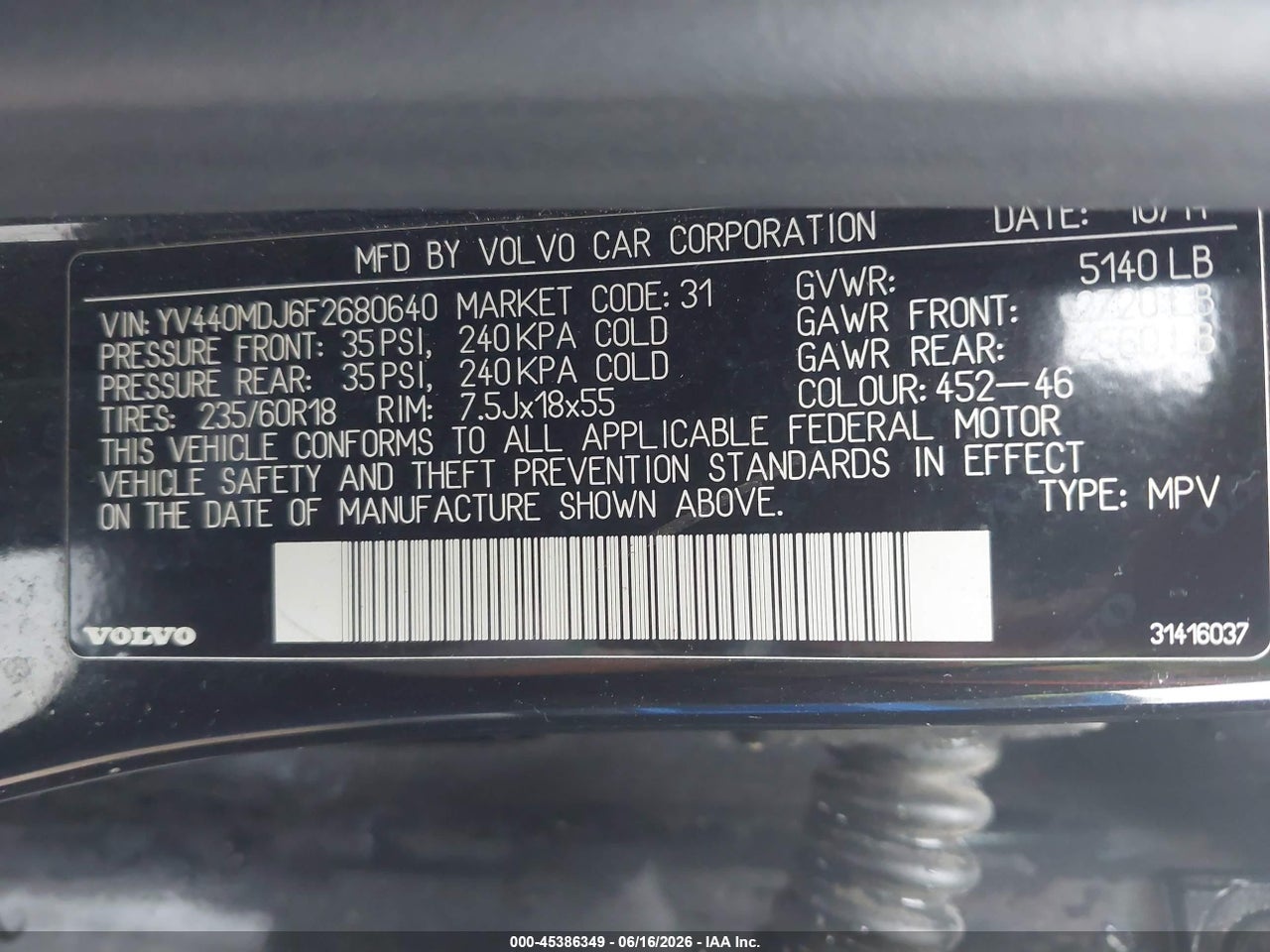 2015 VOLVO XC60 T5 thumbnail 10