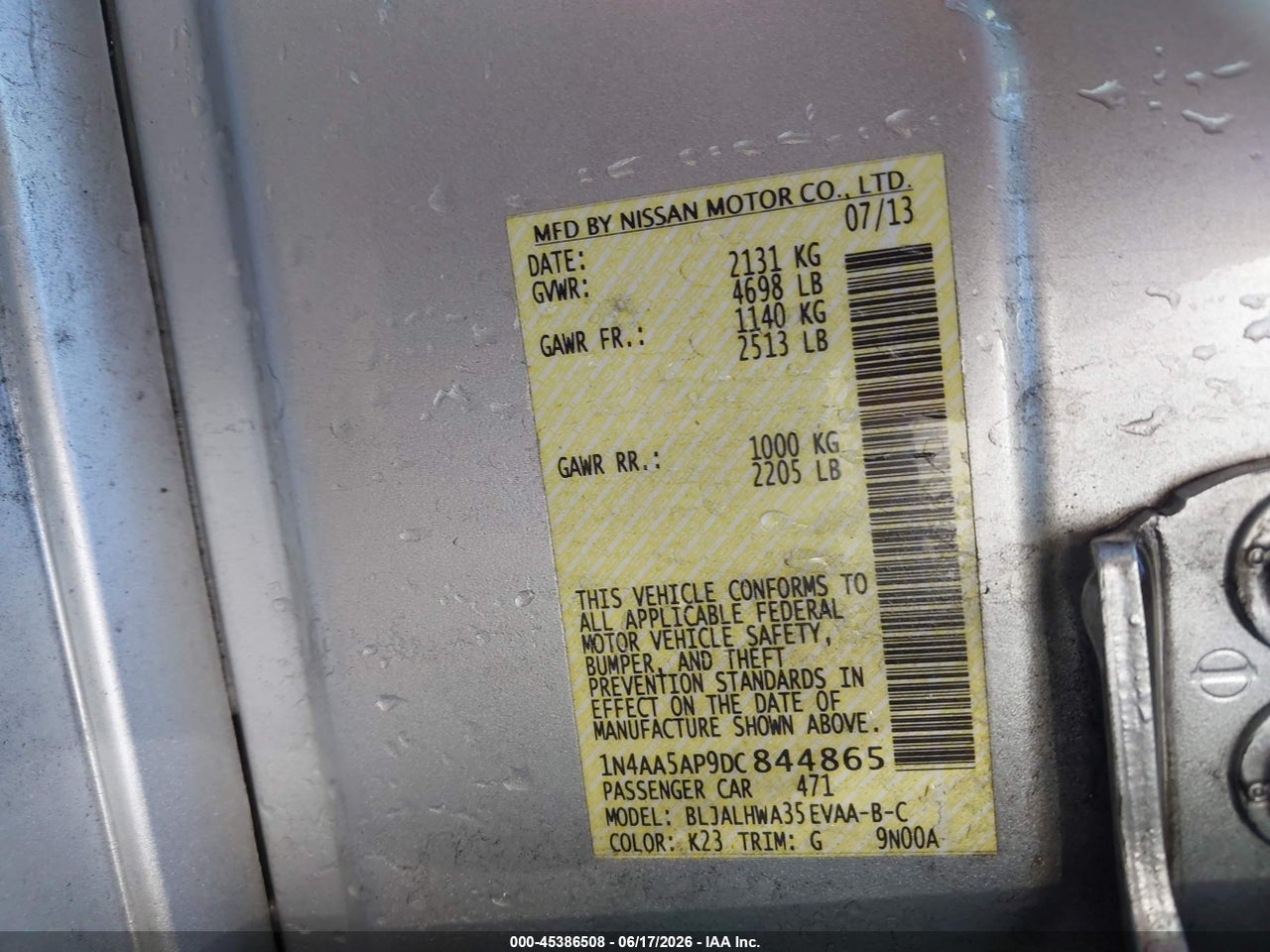 2013 NISSAN MAXIMA 3.5 SV thumbnail 10