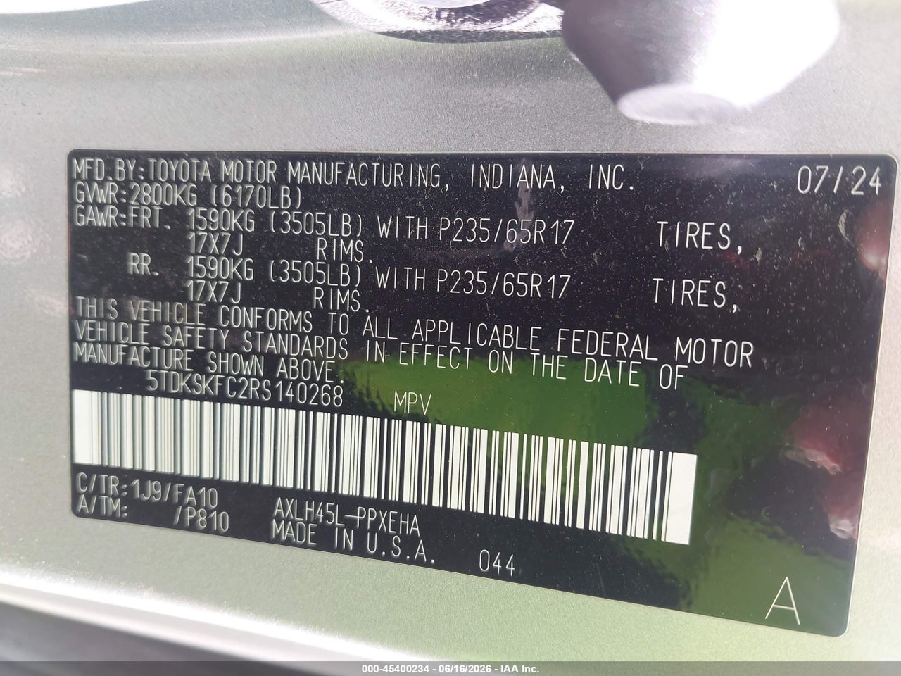 2024 TOYOTA SIENNA LE thumbnail 10