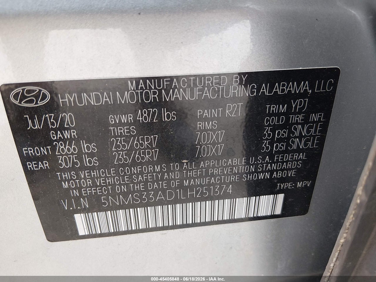 2020 HYUNDAI SANTA FE SEL thumbnail 10