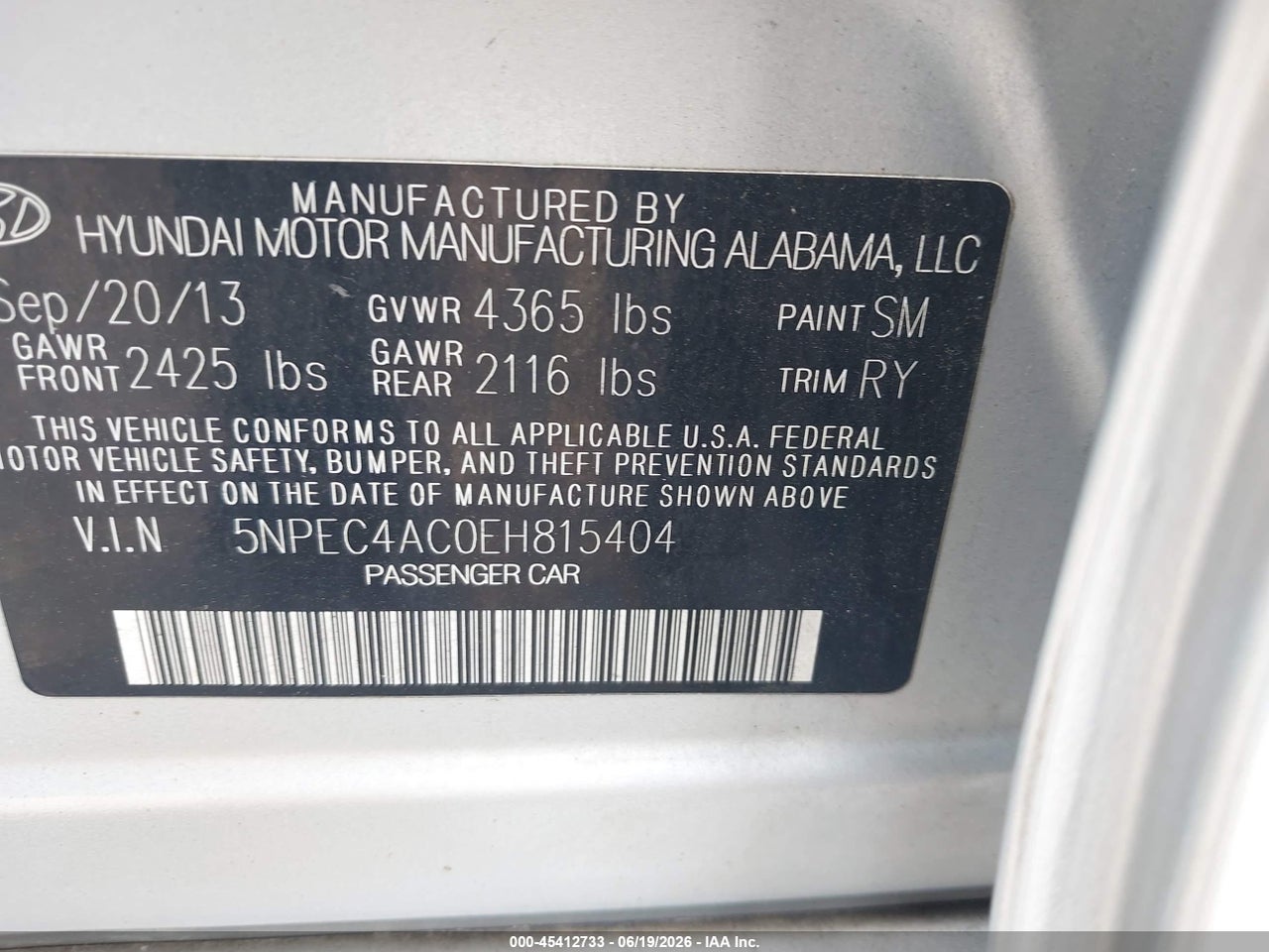 2014 HYUNDAI SONATA LIMITED thumbnail 10