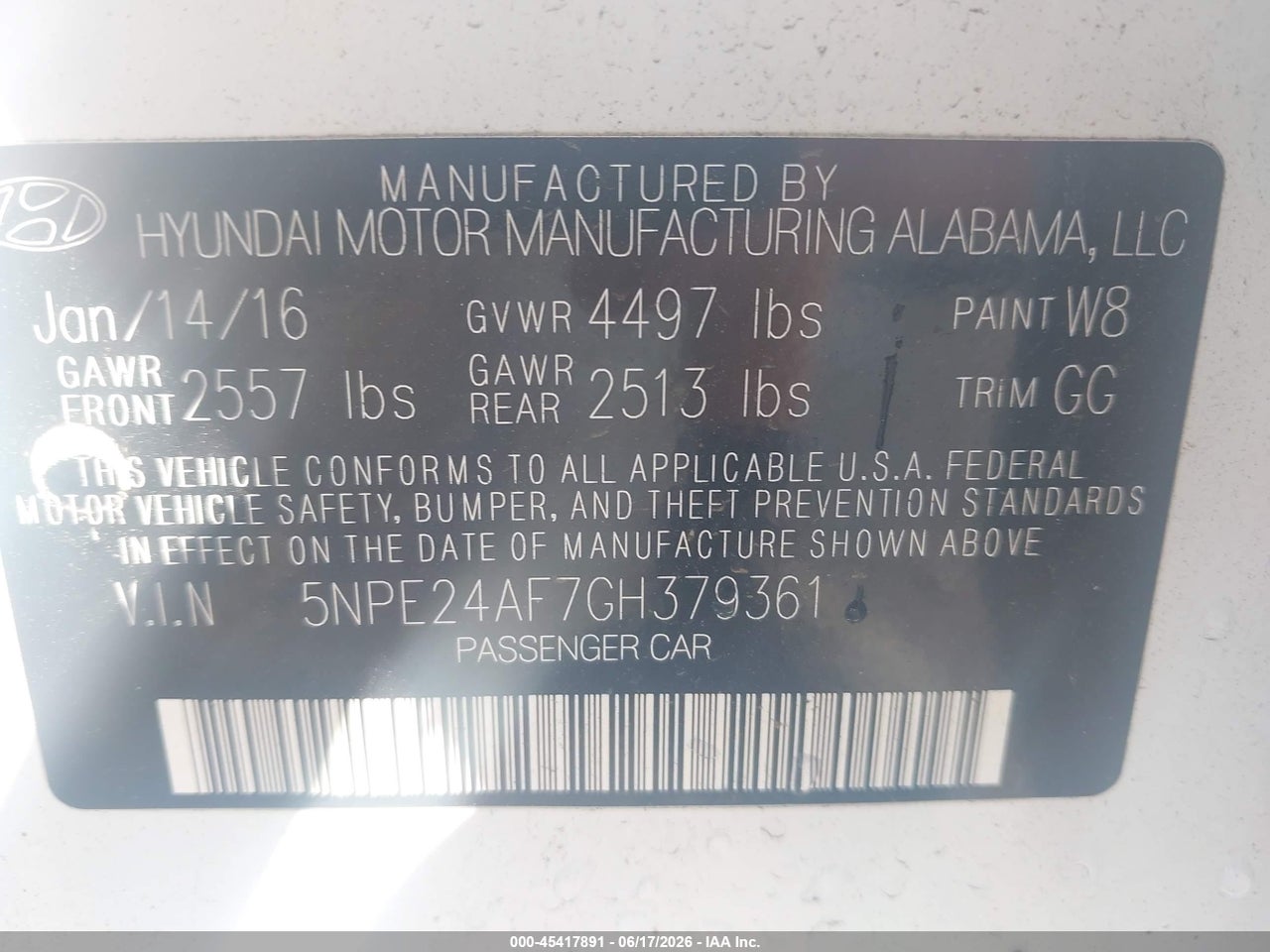 2016 HYUNDAI SONATA SE thumbnail 10