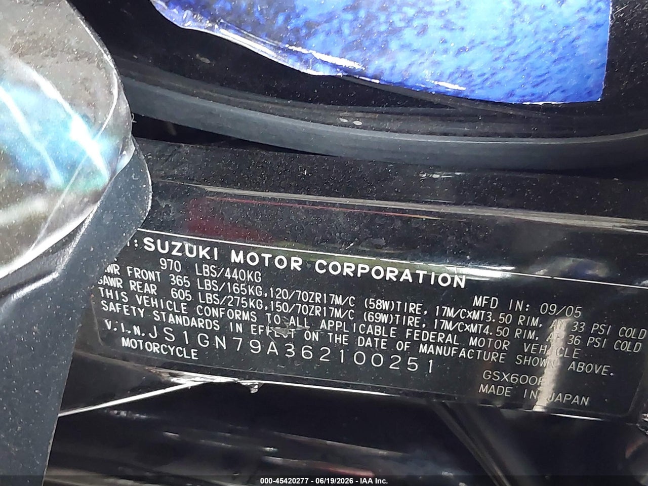 2006 SUZUKI GSX600 F thumbnail 11