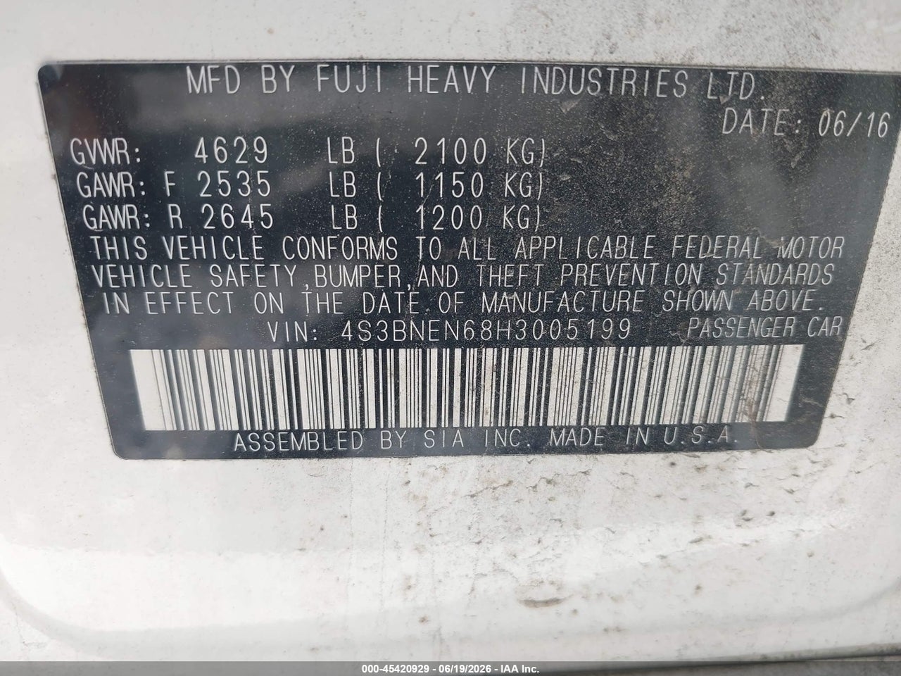 2017 SUBARU LEGACY 3.6R LIMITED thumbnail 10