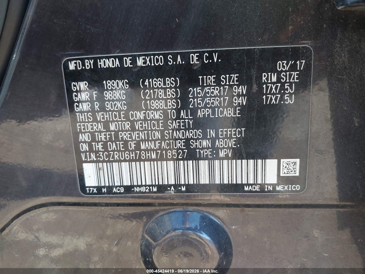 2017 HONDA HR-V EX-L thumbnail 10
