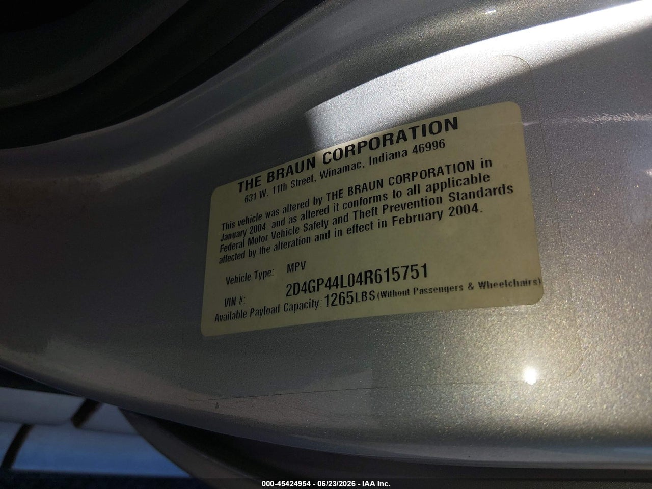2004 DODGE GRAND CARAVAN SXT thumbnail 10
