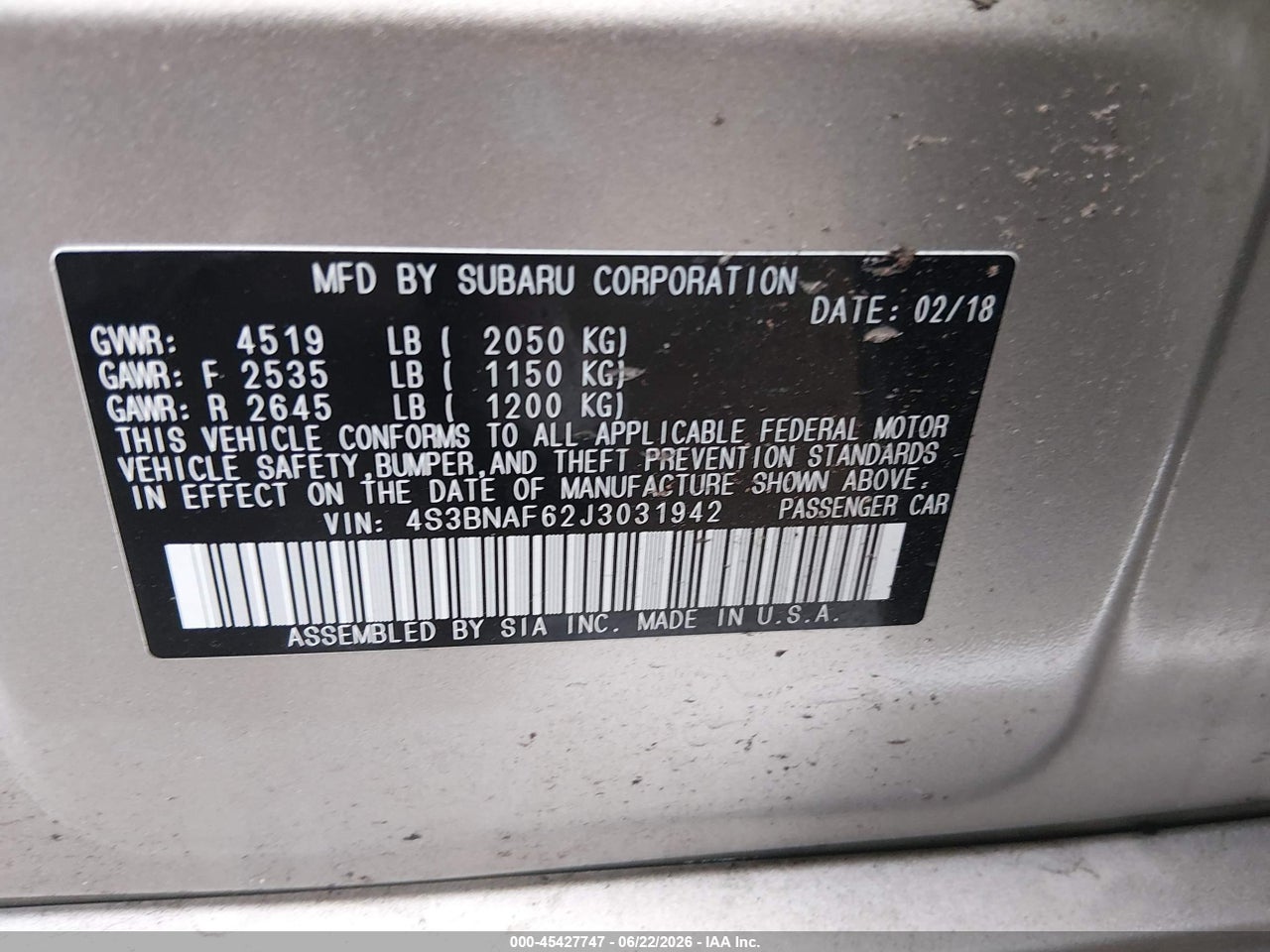 2018 SUBARU LEGACY 2.5I PREMIUM thumbnail 10