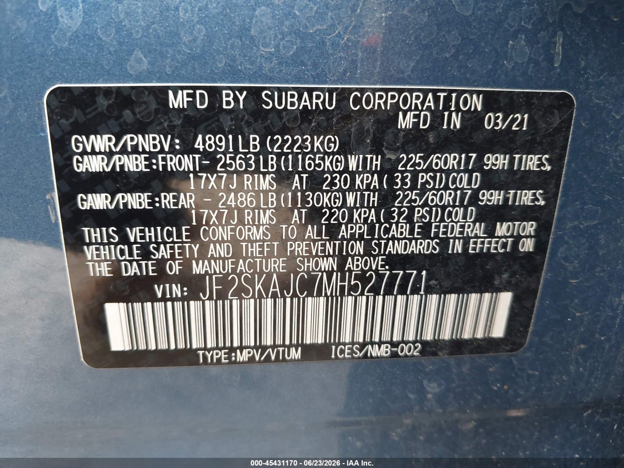 2021 SUBARU FORESTER PREMIUM thumbnail 10
