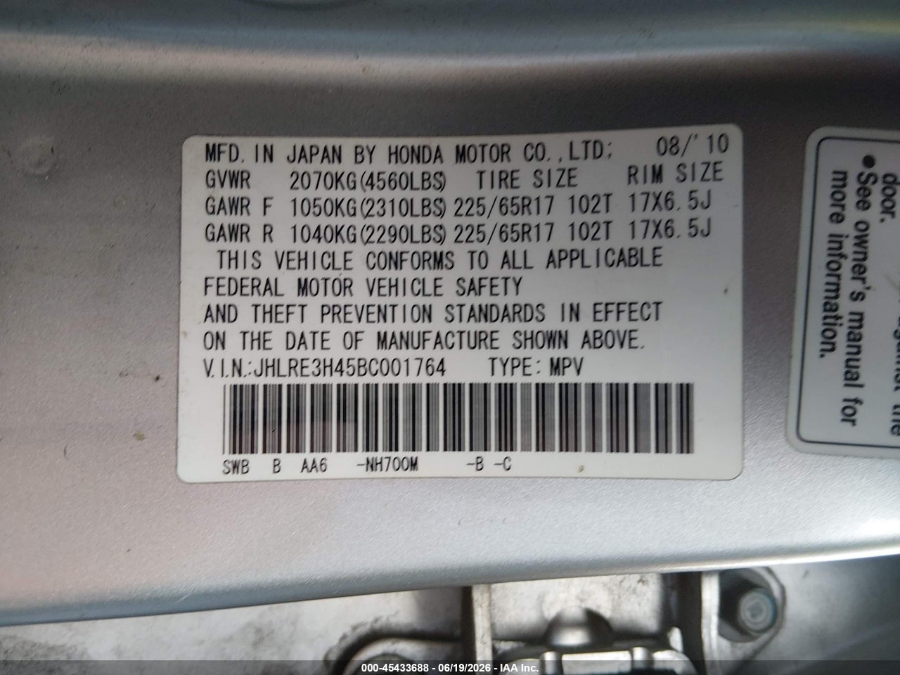 2011 HONDA CR-V SE thumbnail 10