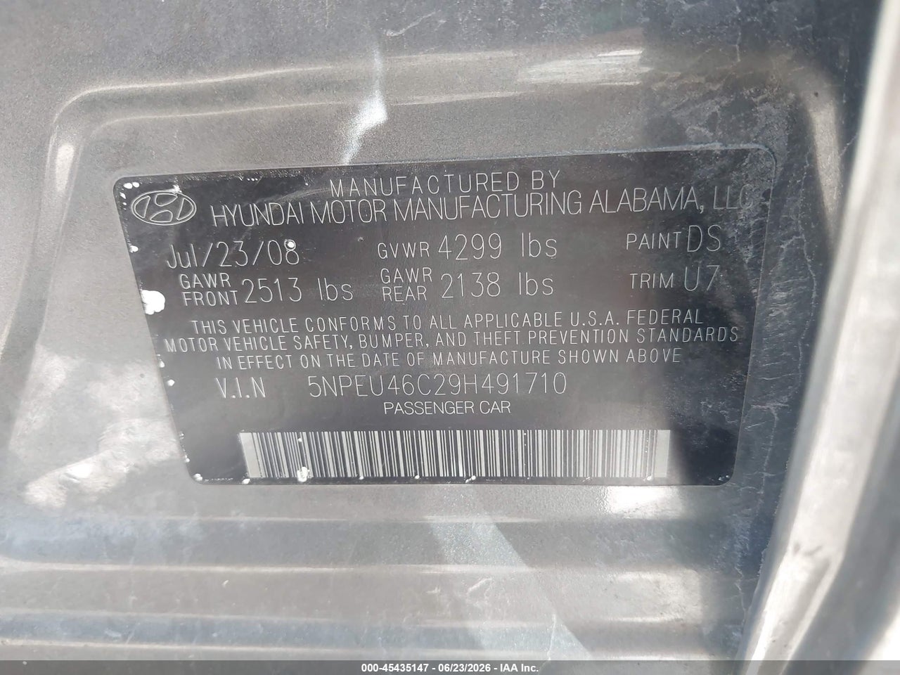2009 HYUNDAI SONATA LIMITED thumbnail 10