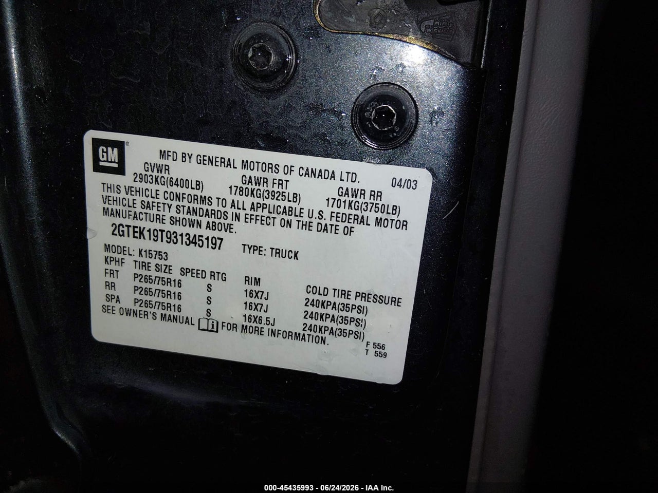 2003 GMC SIERRA 1500 SLT thumbnail 10