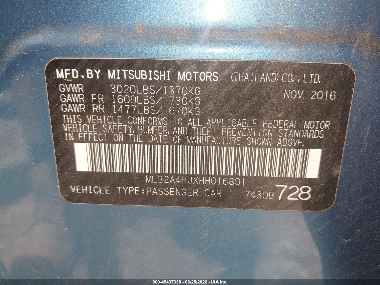 2017 MITSUBISHI MIRAGE SE thumbnail 10