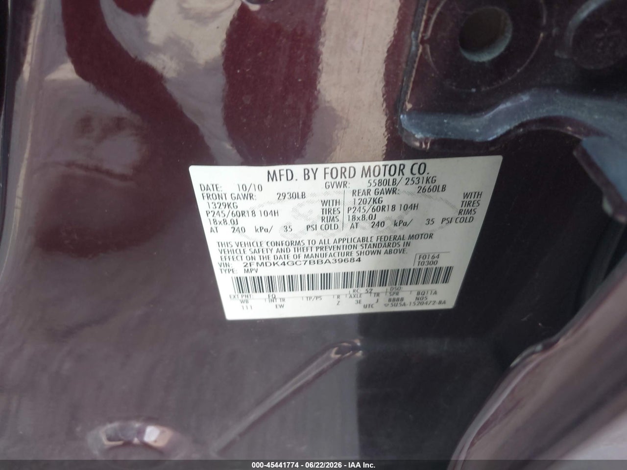 2011 FORD EDGE SE thumbnail 10