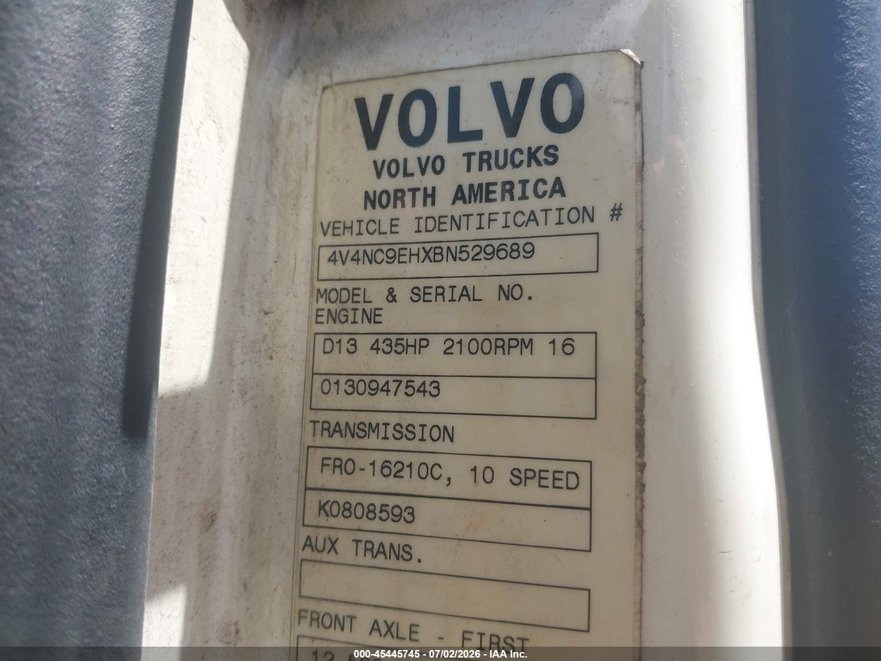 2011 VOLVO VN VNL thumbnail 10