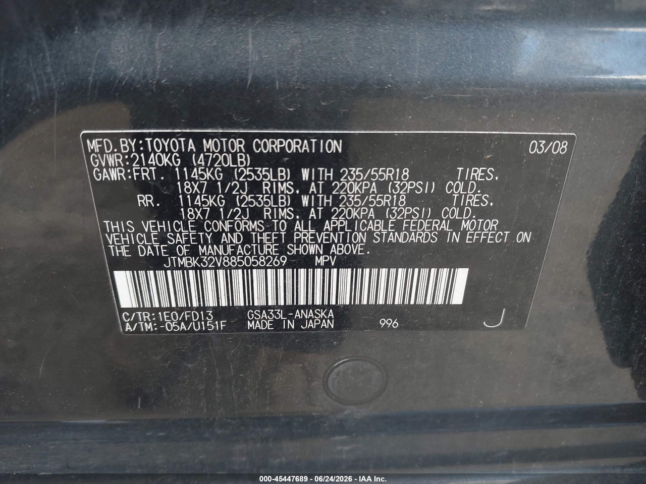 2008 TOYOTA RAV4 SPORT V6 thumbnail 10