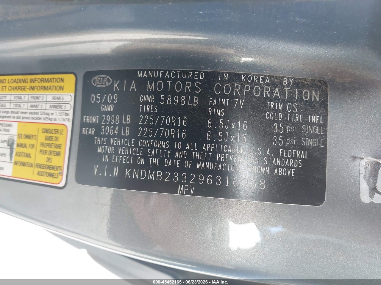 2009 KIA SEDONA LX thumbnail 10