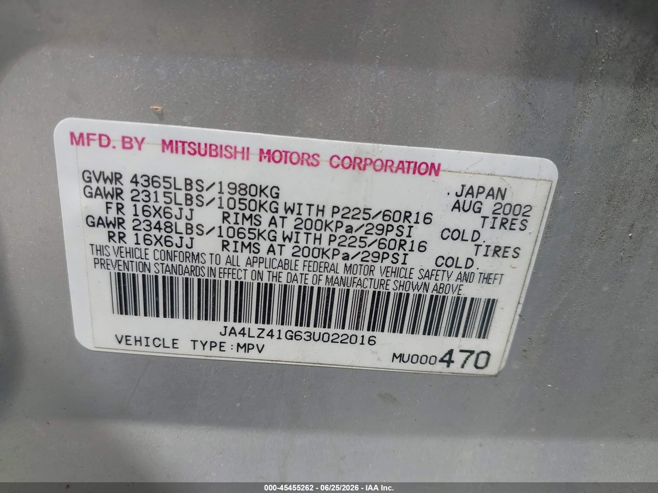 2003 MITSUBISHI OUTLANDER XLS thumbnail 10