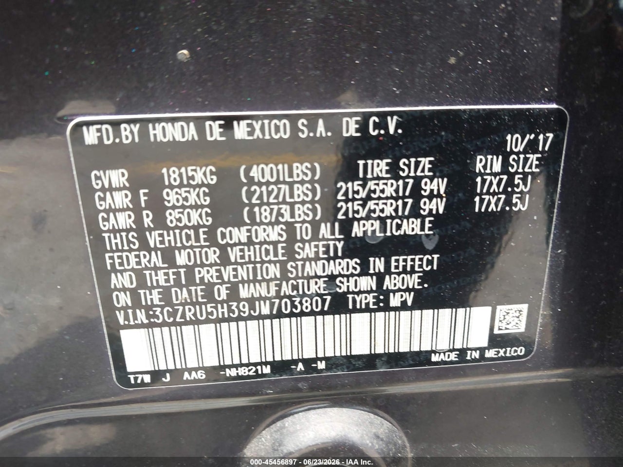 2018 HONDA HR-V LX thumbnail 10