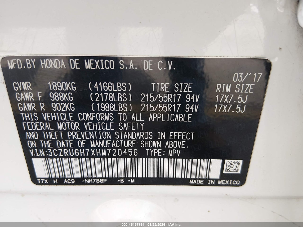 2017 HONDA HR-V EX-L thumbnail 10