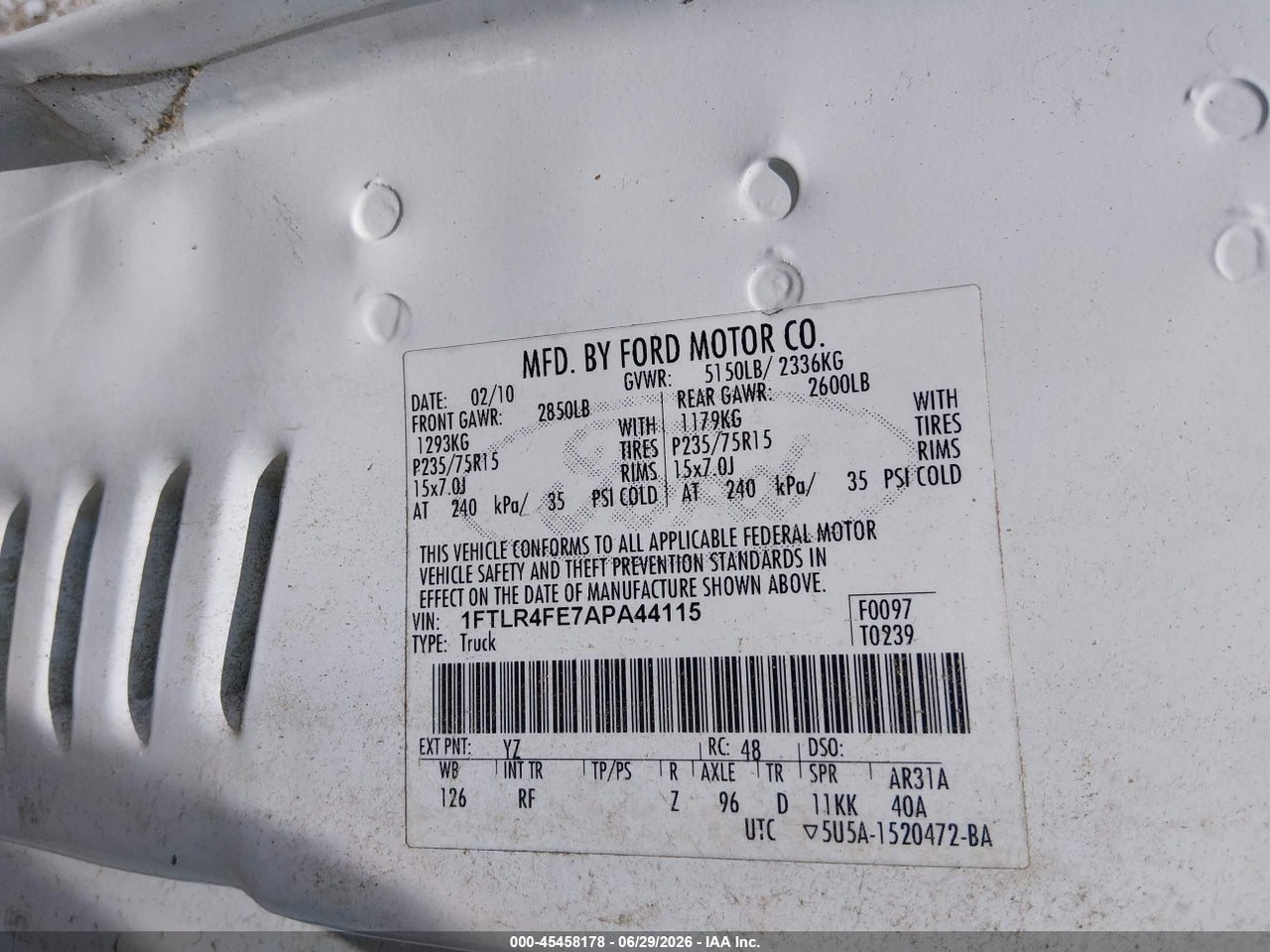 2010 FORD RANGER SPORT/XLT thumbnail 10