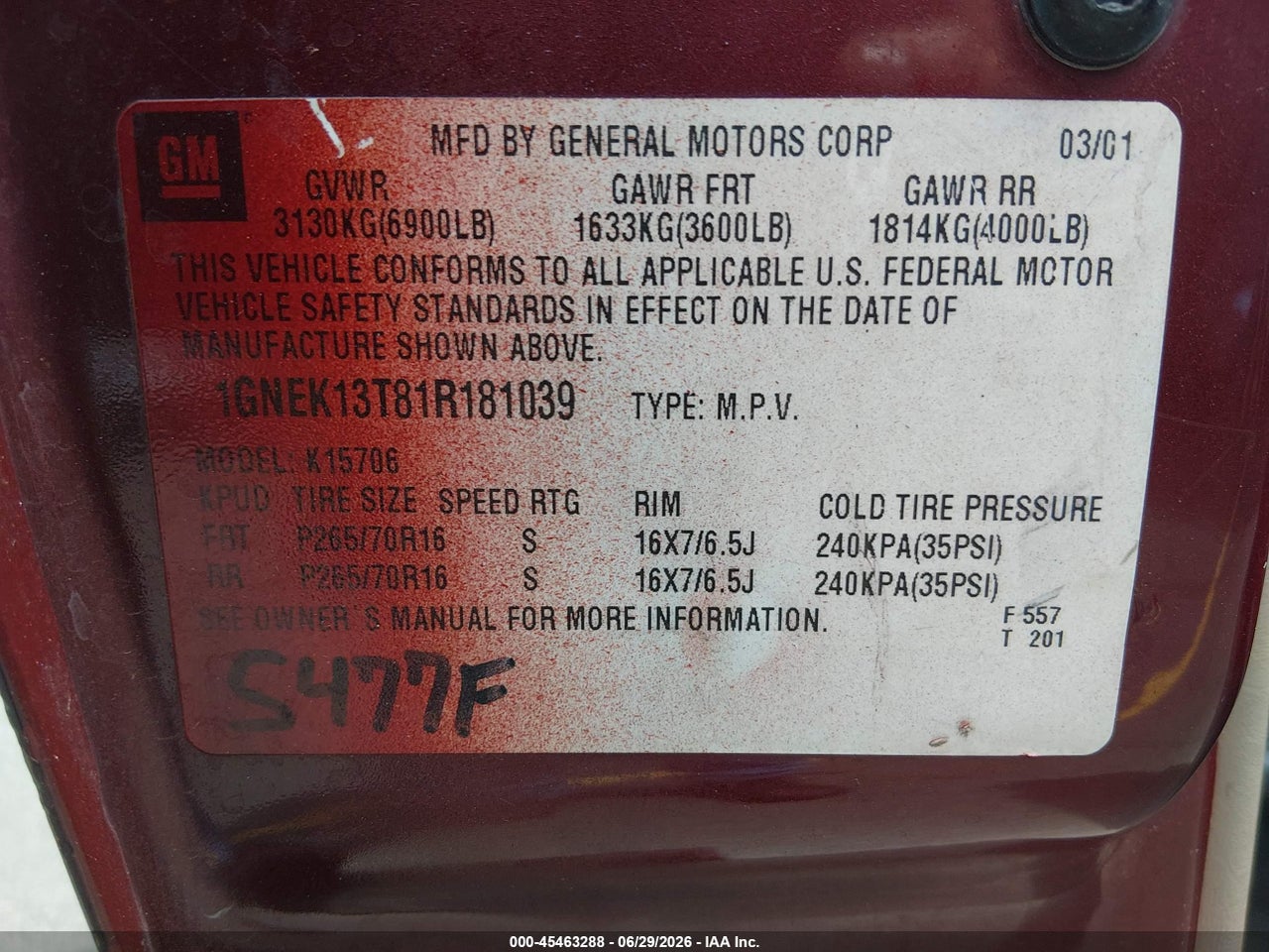 2001 CHEVROLET TAHOE LT thumbnail 10