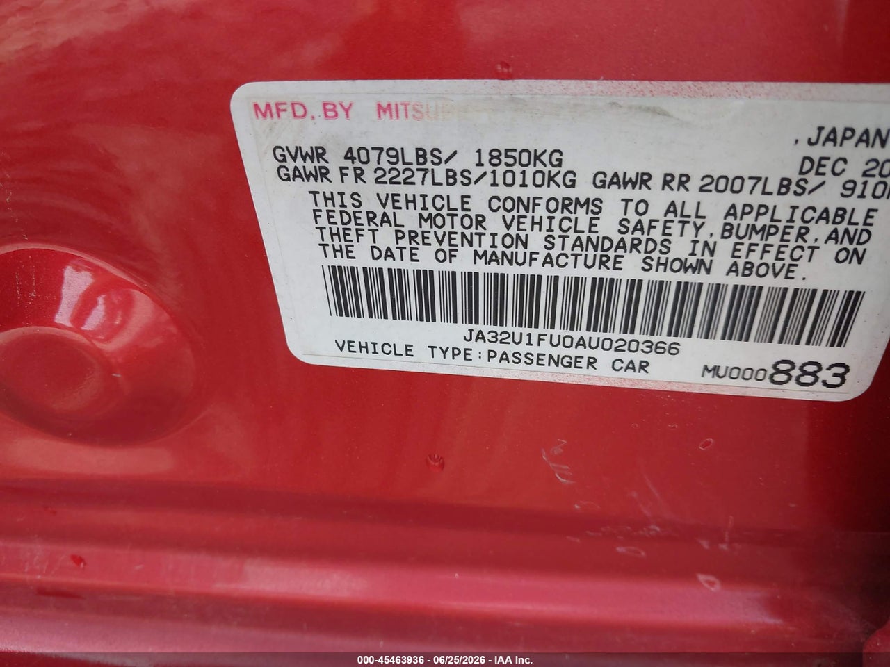 2010 MITSUBISHI LANCER DE thumbnail 10