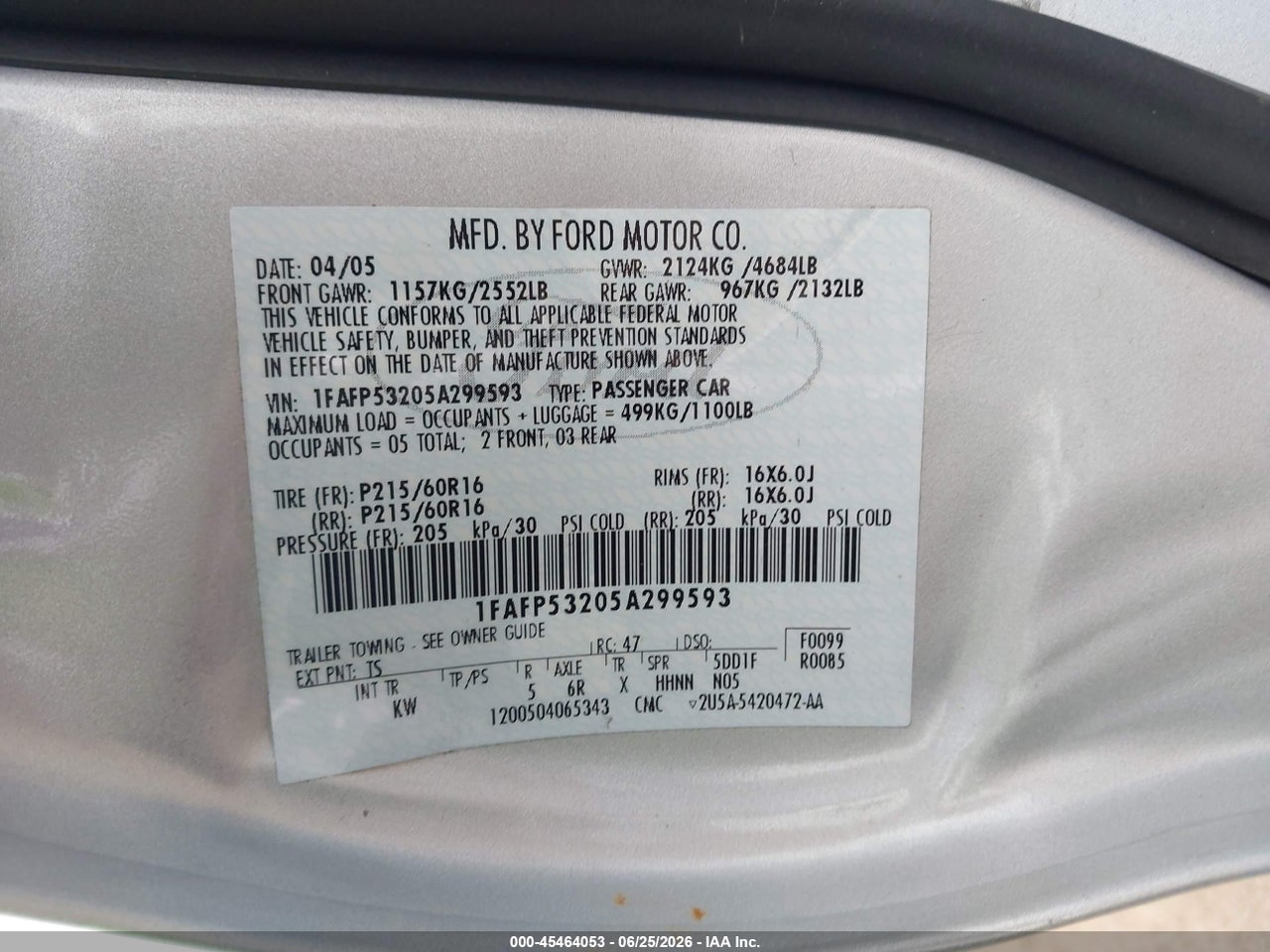 2005 FORD TAURUS SE thumbnail 10