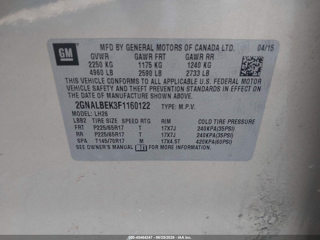 2015 CHEVROLET EQUINOX LT thumbnail 10