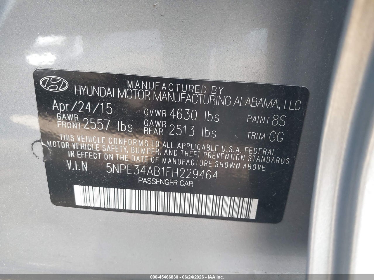 2015 HYUNDAI SONATA SPORT 2.0T thumbnail 10