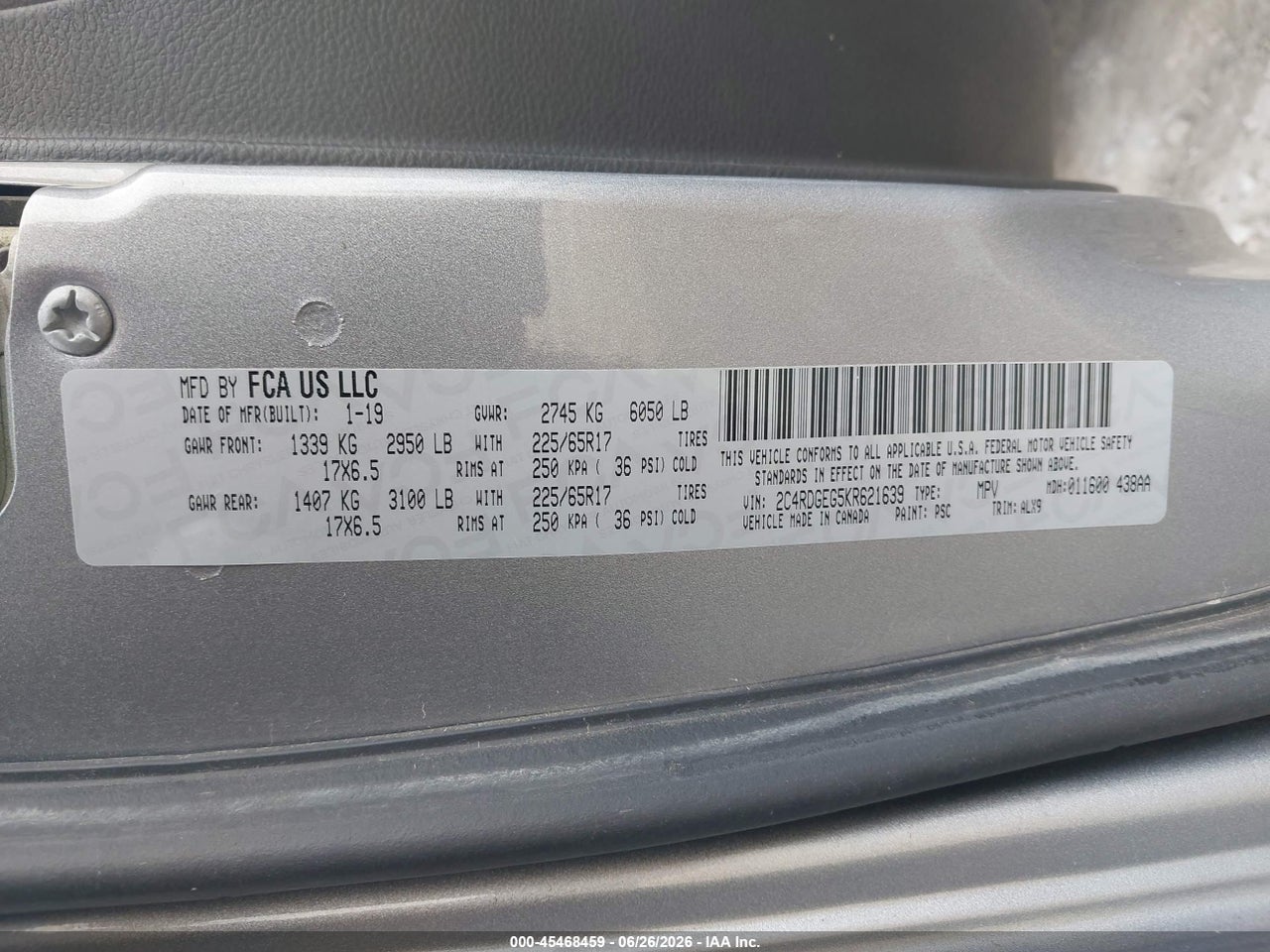 2019 DODGE GRAND CARAVAN GT thumbnail 10