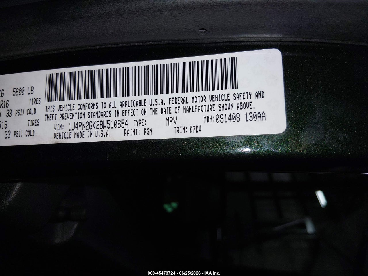 2011 JEEP LIBERTY SPORT thumbnail 10