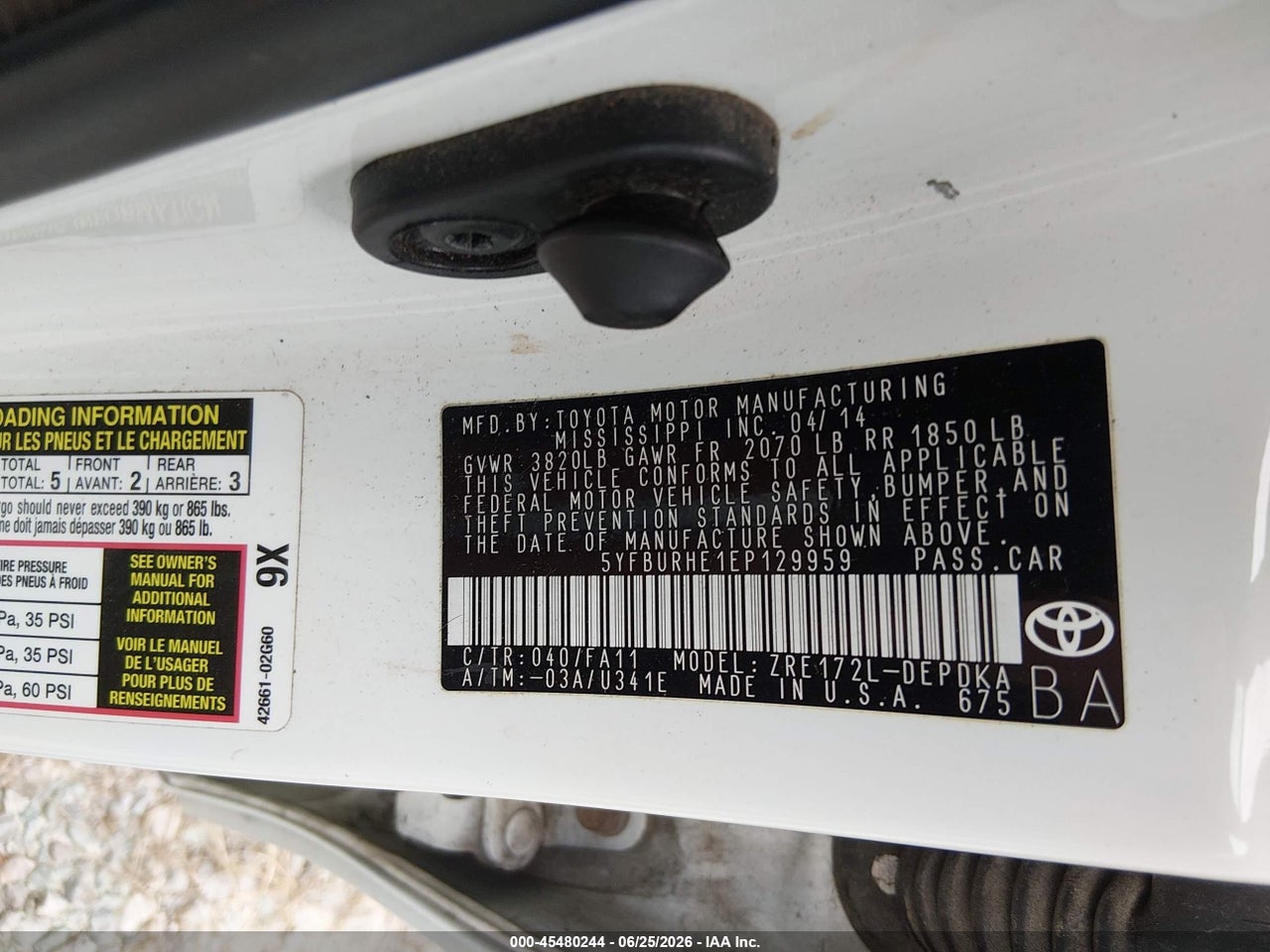2014 TOYOTA COROLLA L thumbnail 10