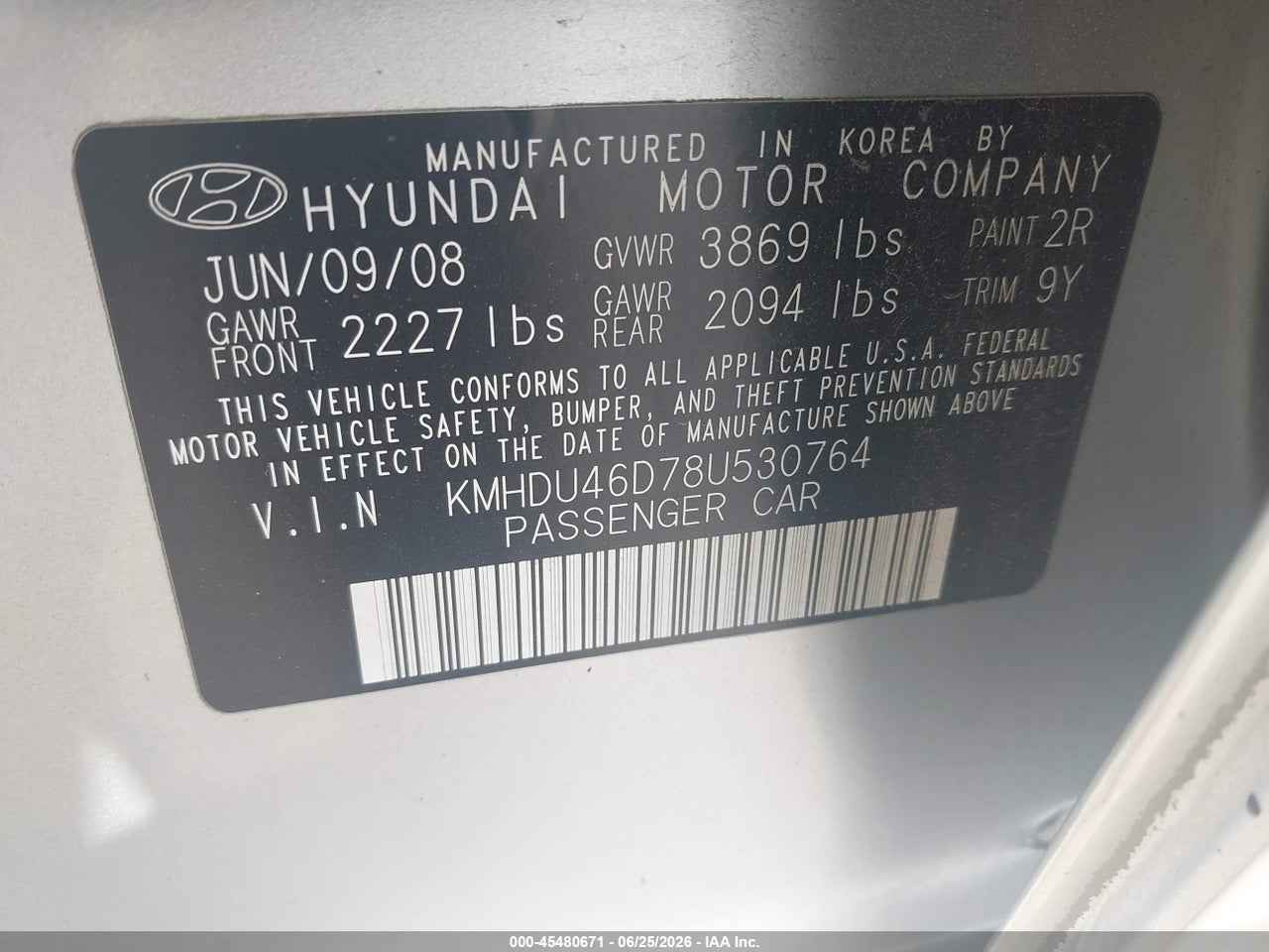 2008 HYUNDAI ELANTRA GLS/SE thumbnail 10