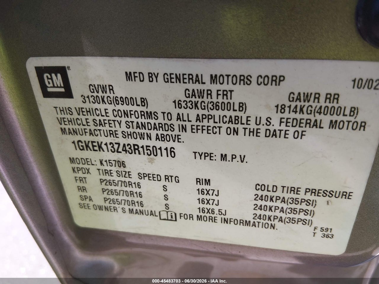 2003 GMC YUKON SLT thumbnail 10