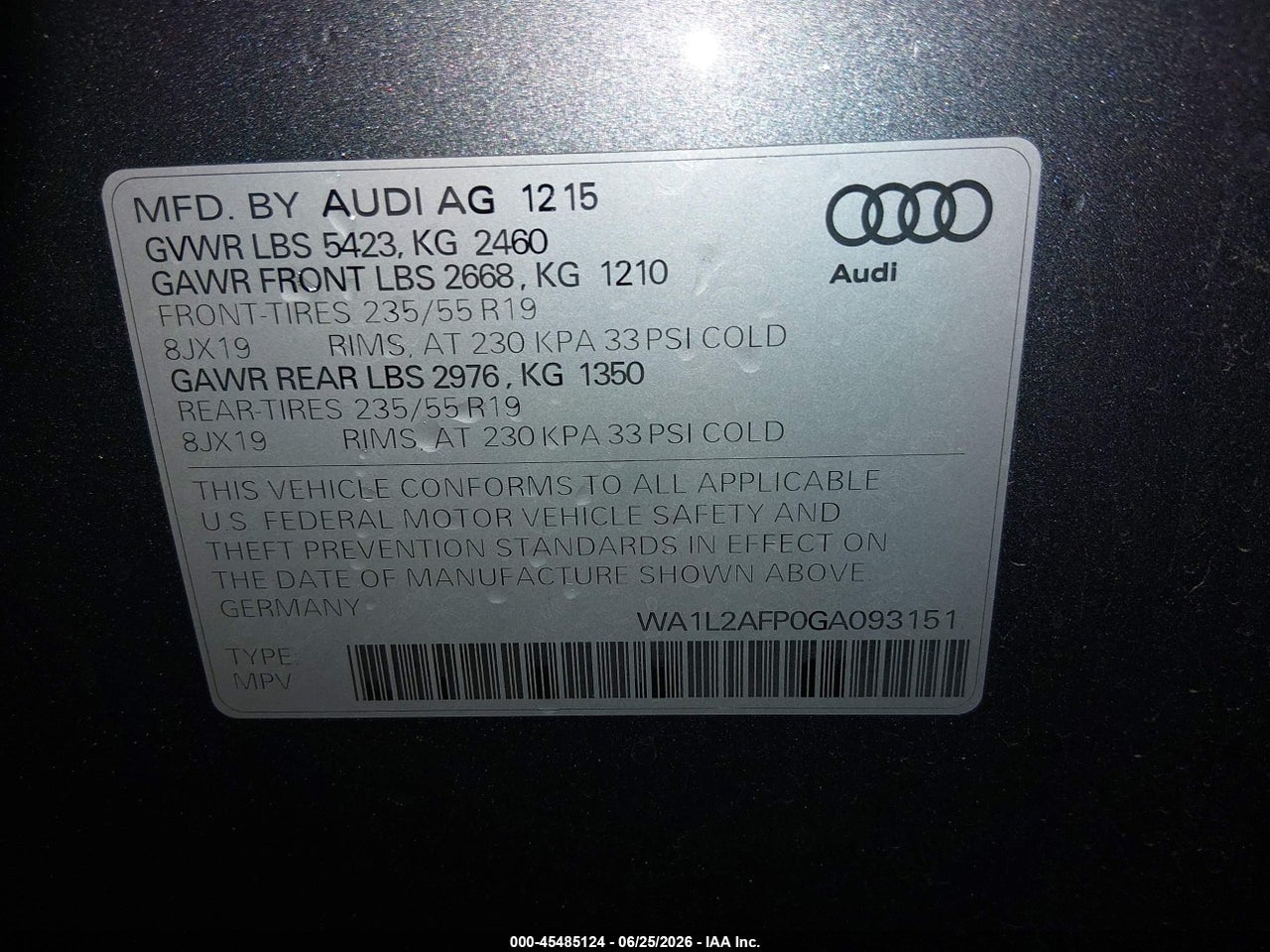 2016 AUDI Q5 2.0T PREMIUM thumbnail 10