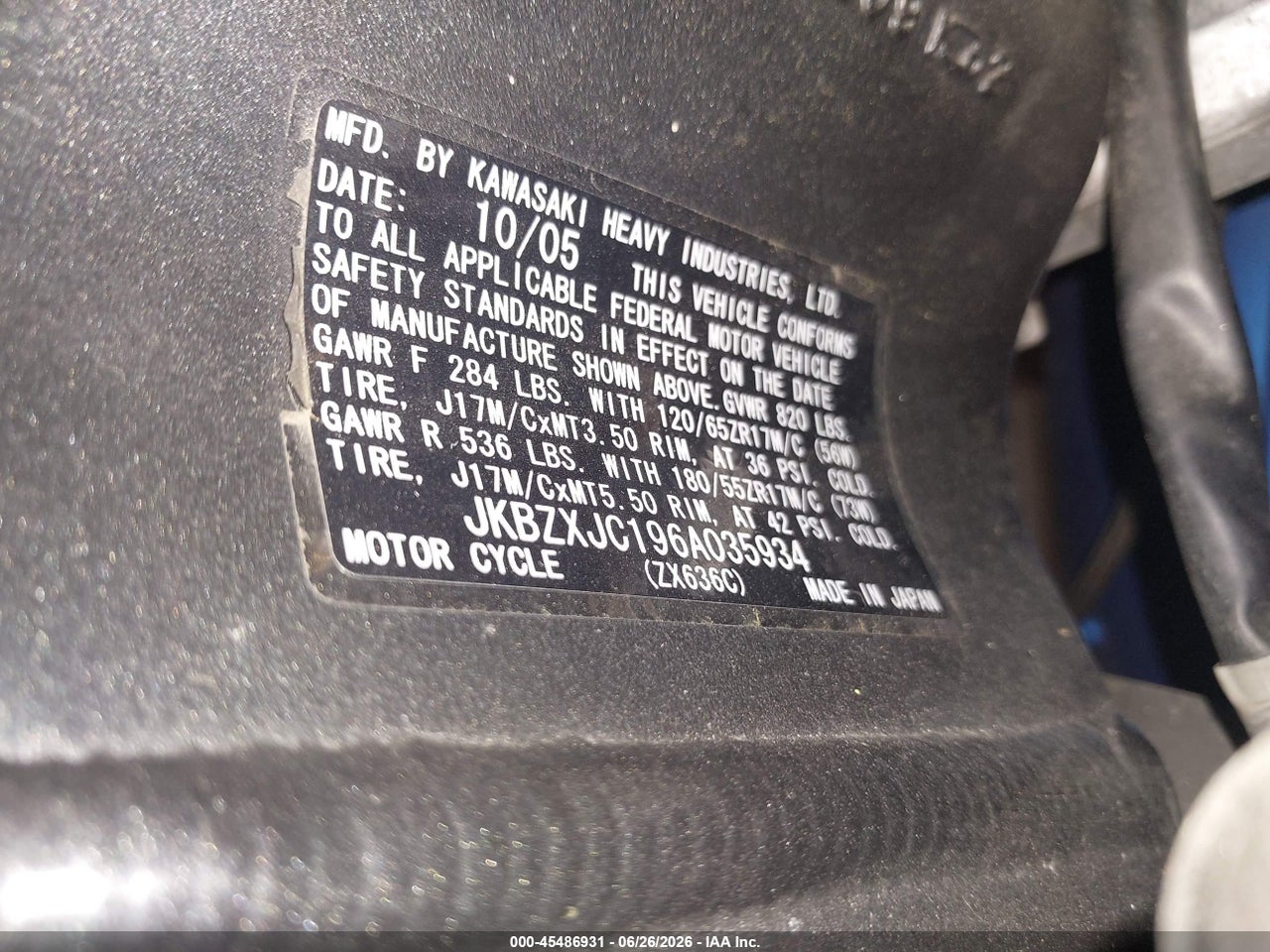 2006 KAWASAKI ZX636 C1 thumbnail 11