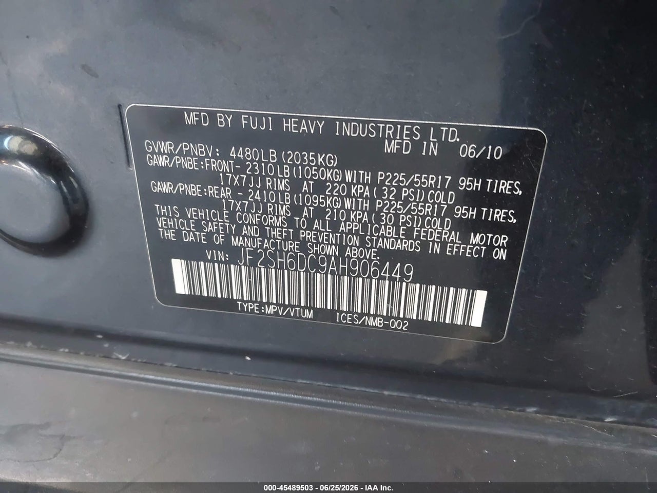 2010 SUBARU FORESTER 2.5X LIMITED thumbnail 10
