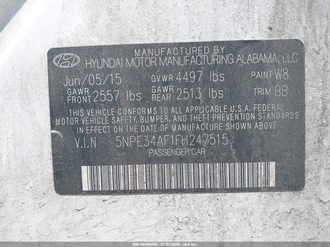 2015 HYUNDAI SONATA SPORT thumbnail 10